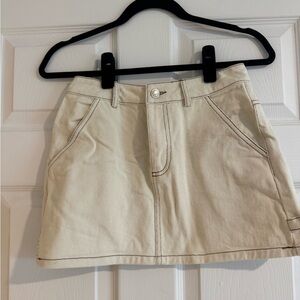 White Fox Beige Mini Skirt with Stitching Detail